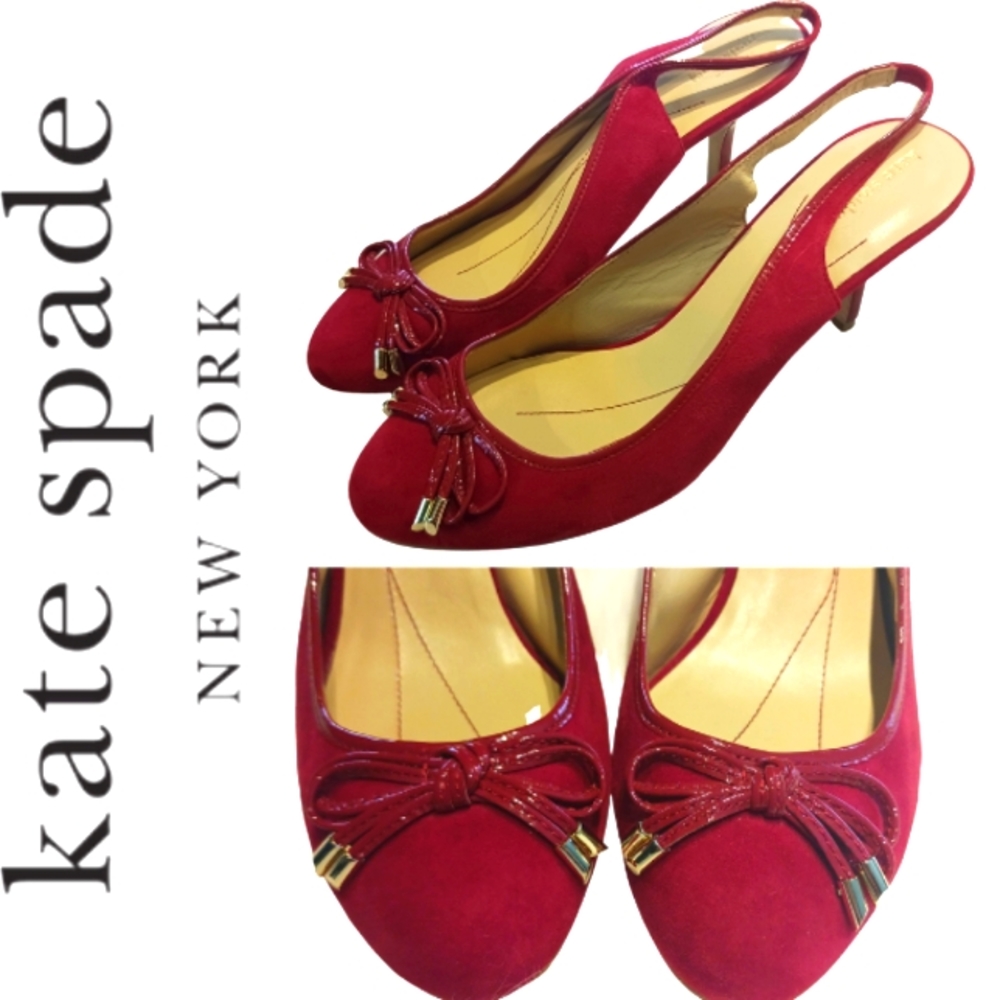 Kate Spade Red Suede Slingback Heels Size 9.5